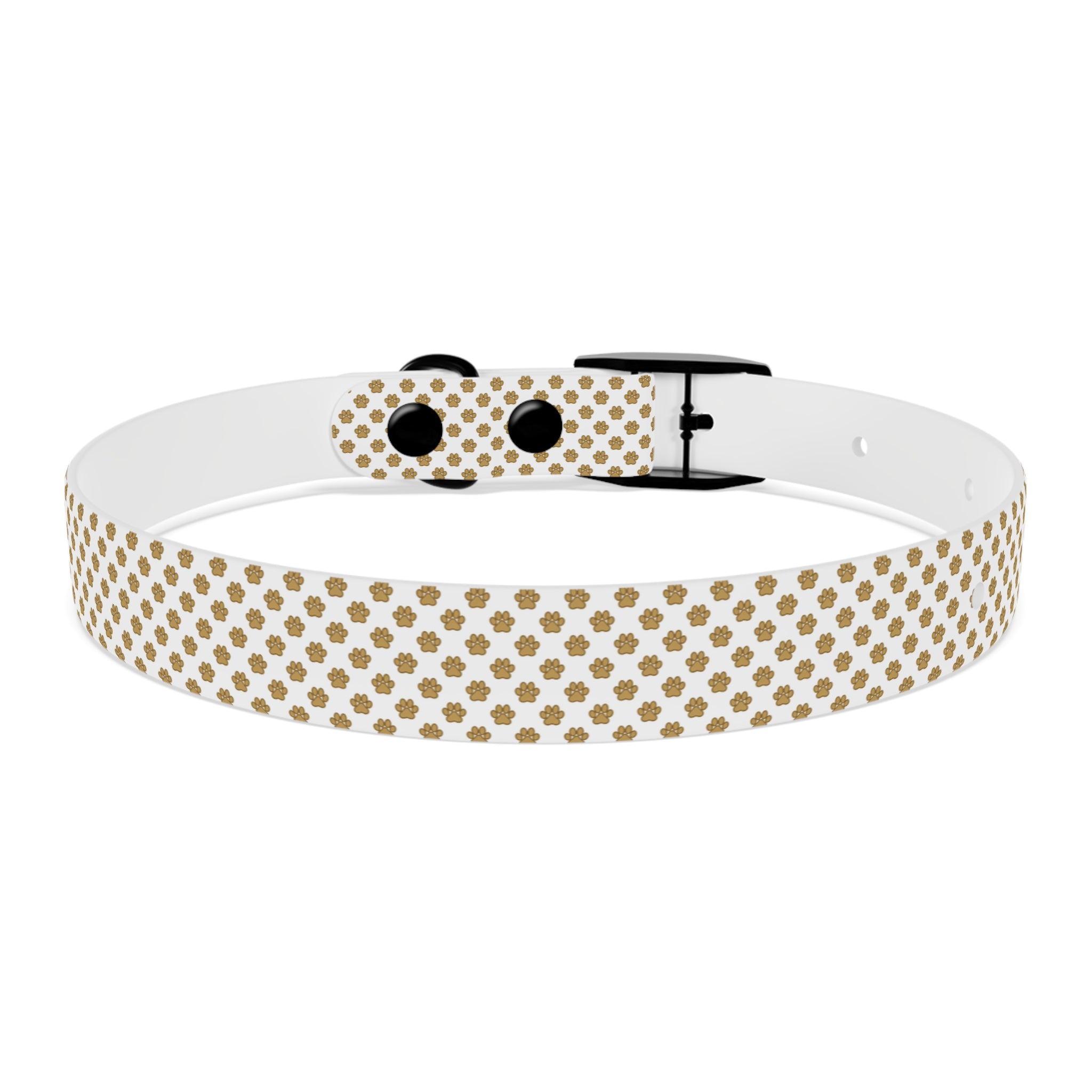 Gold Paw Print Dog Collar — White Patterned Pet Collar