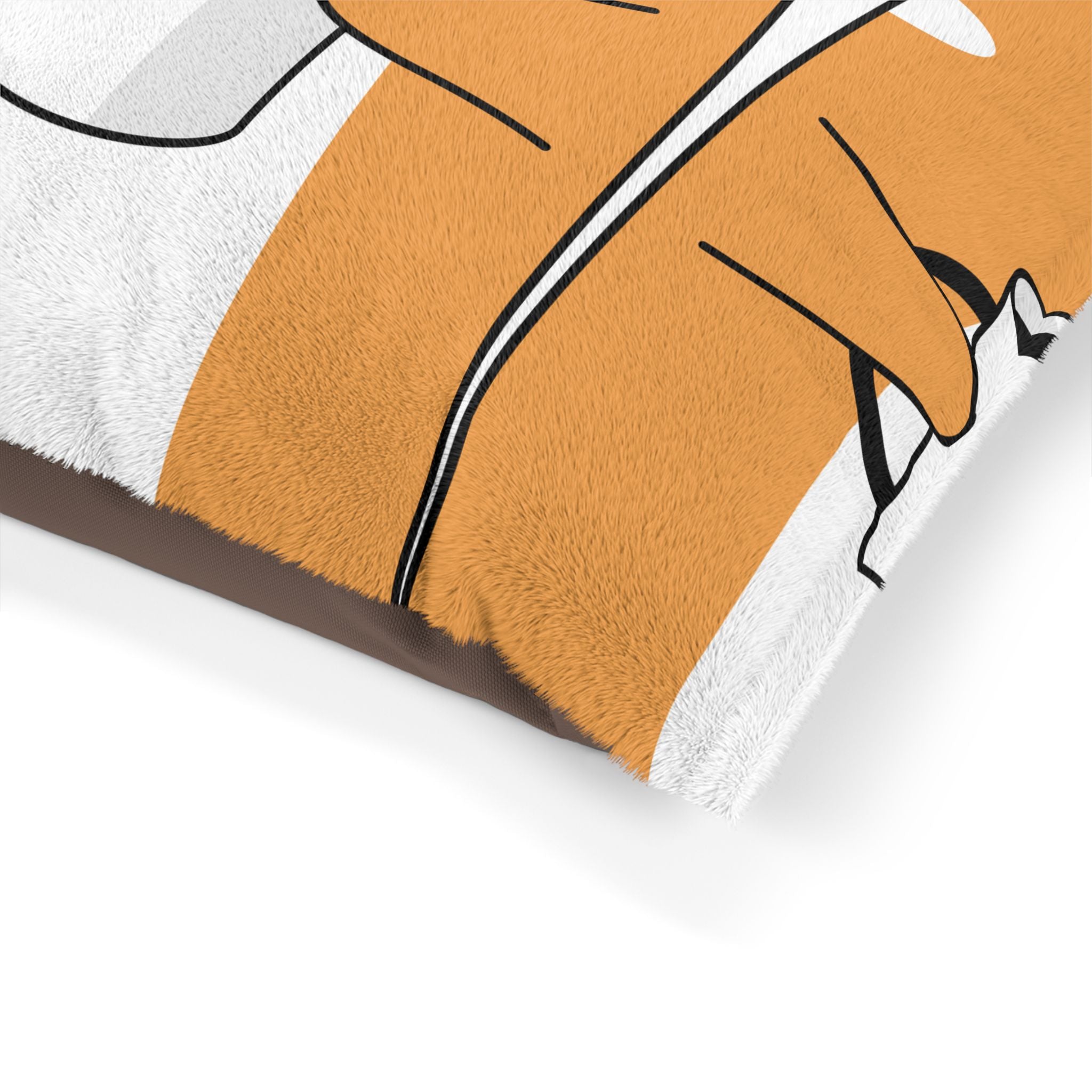 Cute Coffee Cat Pet Bed — Orange Cartoon Cat Holding Mug Dog Bed