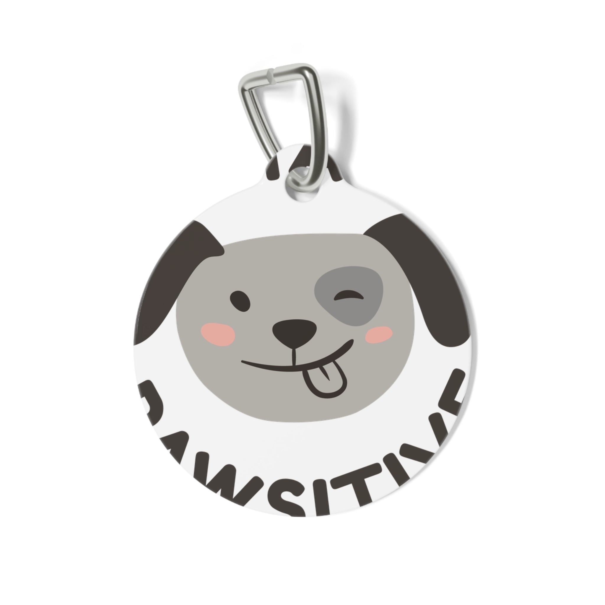 Cute Winking Dog Pet Tag — "Pawsitive" Round ID Tag for Dogs & Puppies