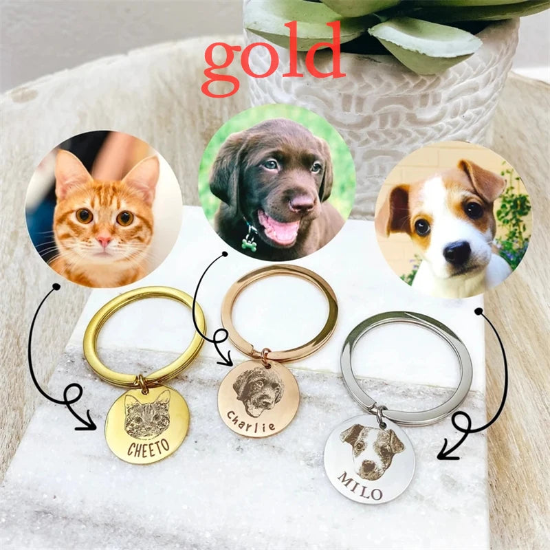 Personalized Pet Photo Disc Necklace For Women Tiny Cat dog Name Pendant Necklaces Custom Animal 316L Stainless Steel Jewelry